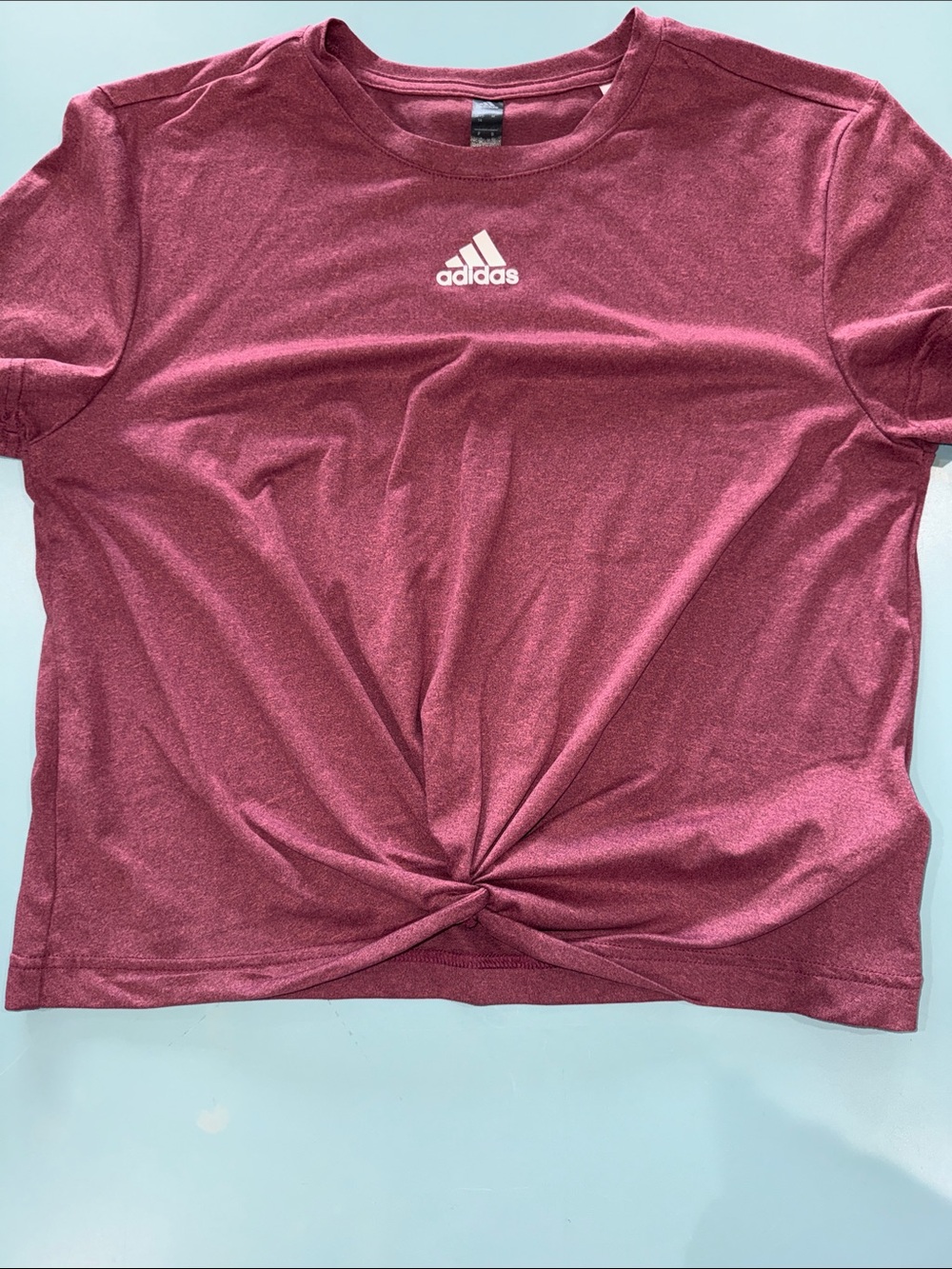 Adidas Short Sleeve Twist-Front Tee — Wine Red Medium - Picture 5 of 6